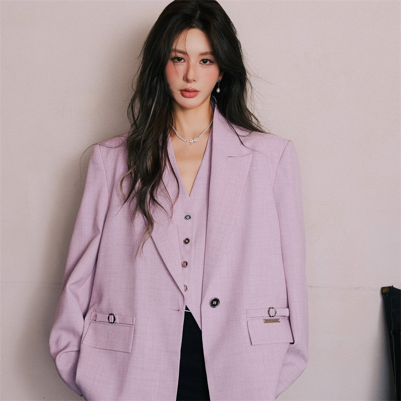 吉娜同款 CLOUDSEASON西装外套女2025春秋新款休闲气质名媛高级感