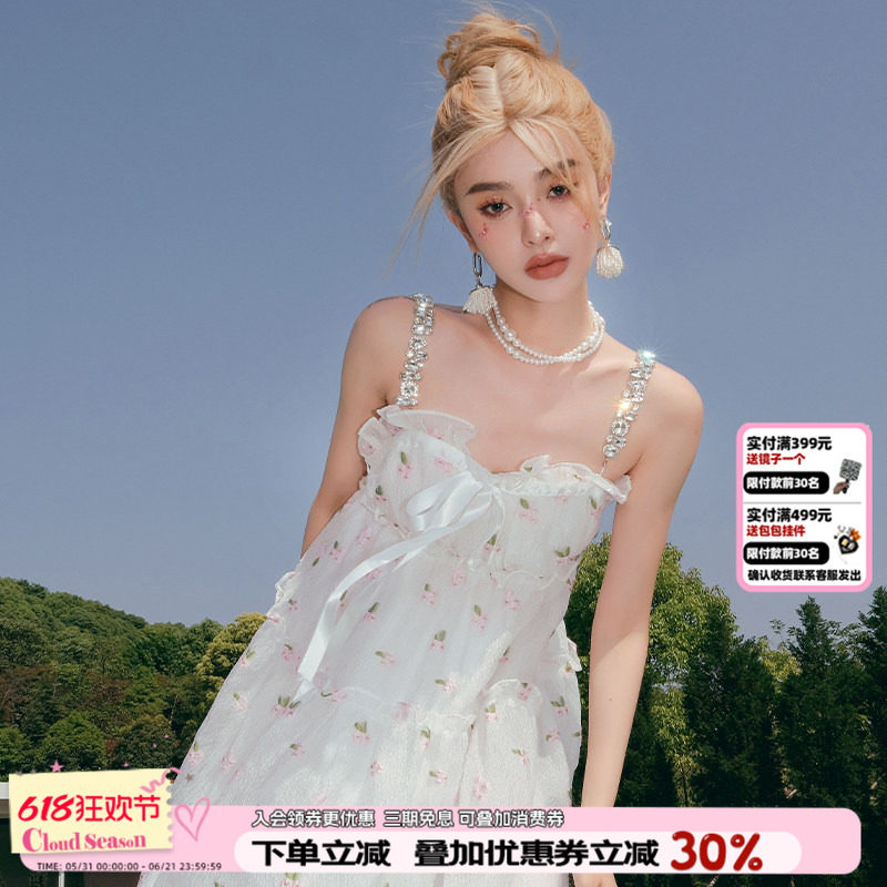 徐璐同款CLOUDSEASON吊带连衣裙子女2026新款夏小个子连衣裙女夏