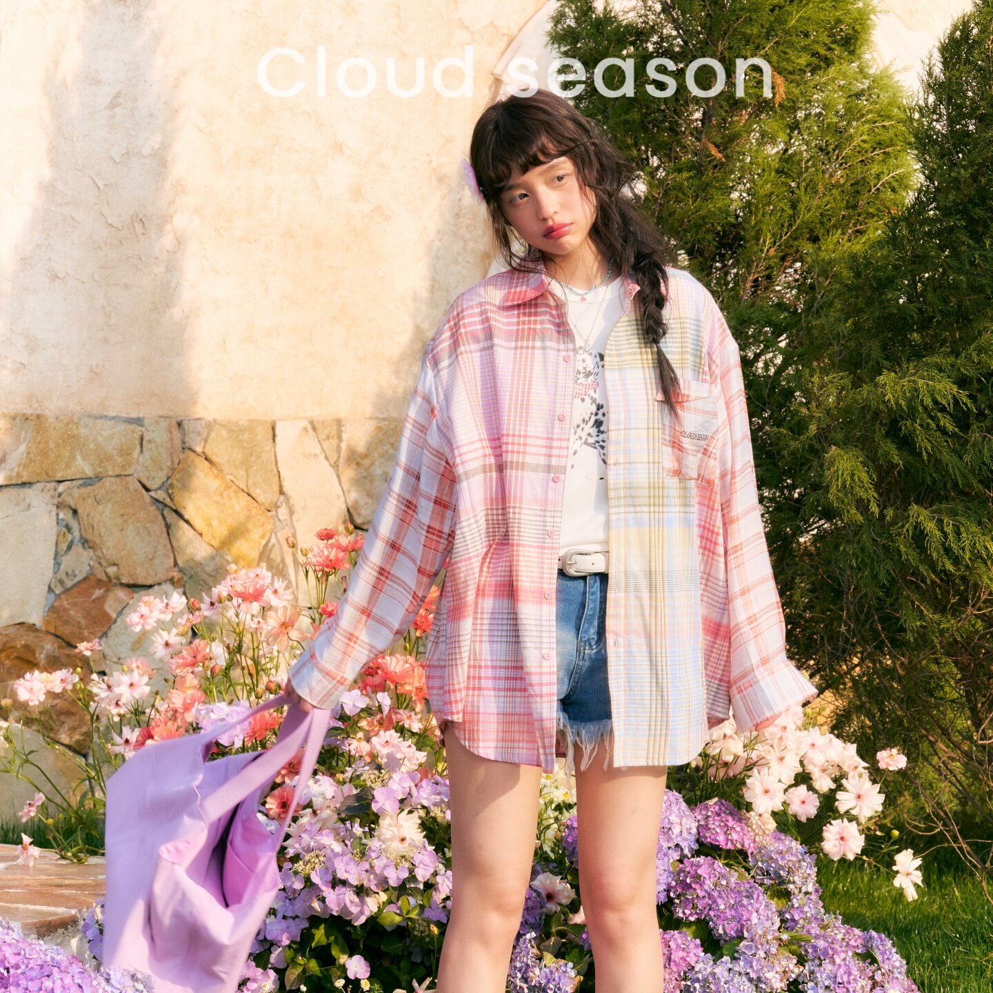 CLOUDSEASON糖果铺拼接衬衫
