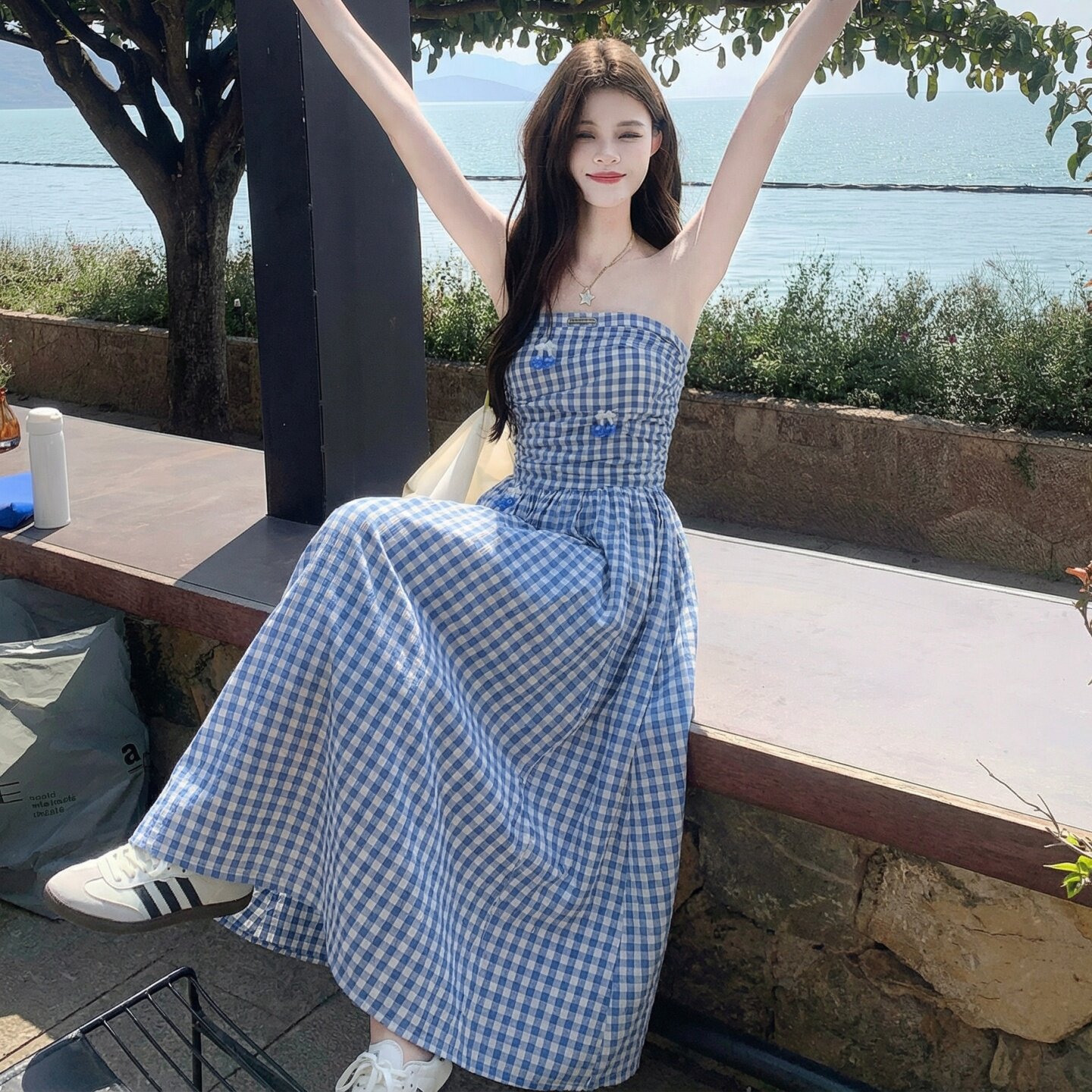 Cloudseason抹胸连衣裙高级感海边度假连衣裙高级感海边度假穿搭