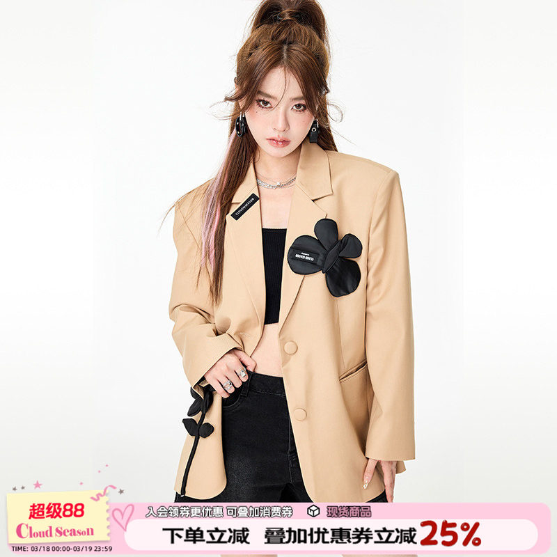 CLOUDSEASON2026款花朵西装女小众设计感穿搭气质宽松外套女