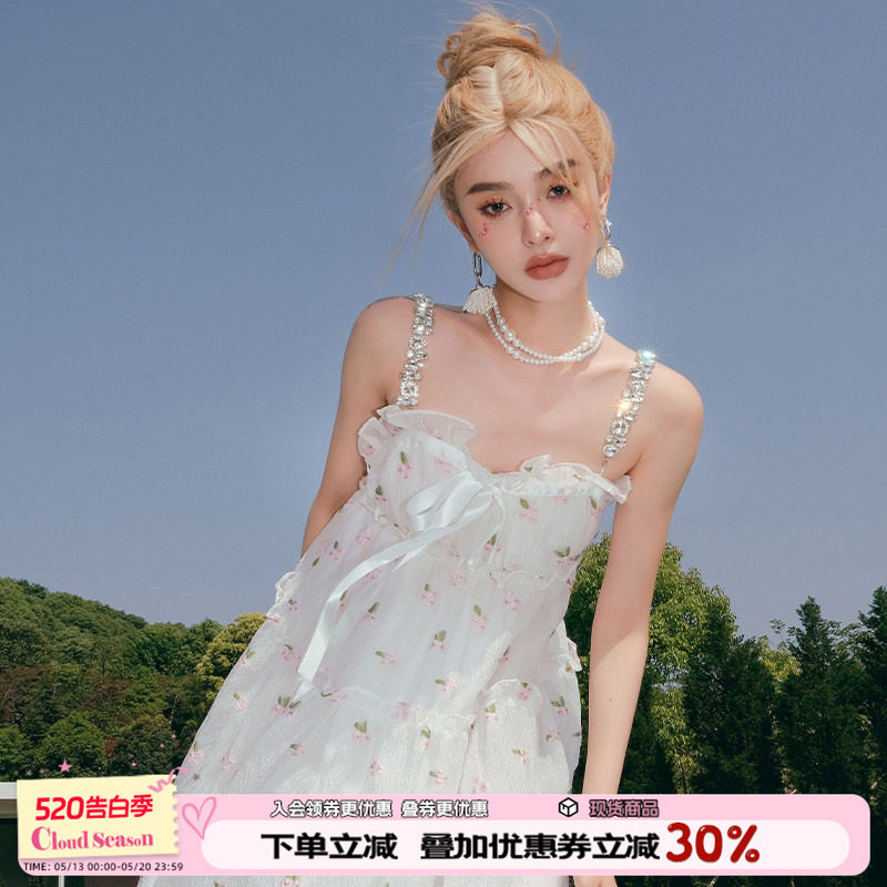 徐璐同款CLOUDSEASON吊带连衣裙子女2026新款夏小个子连衣裙女夏