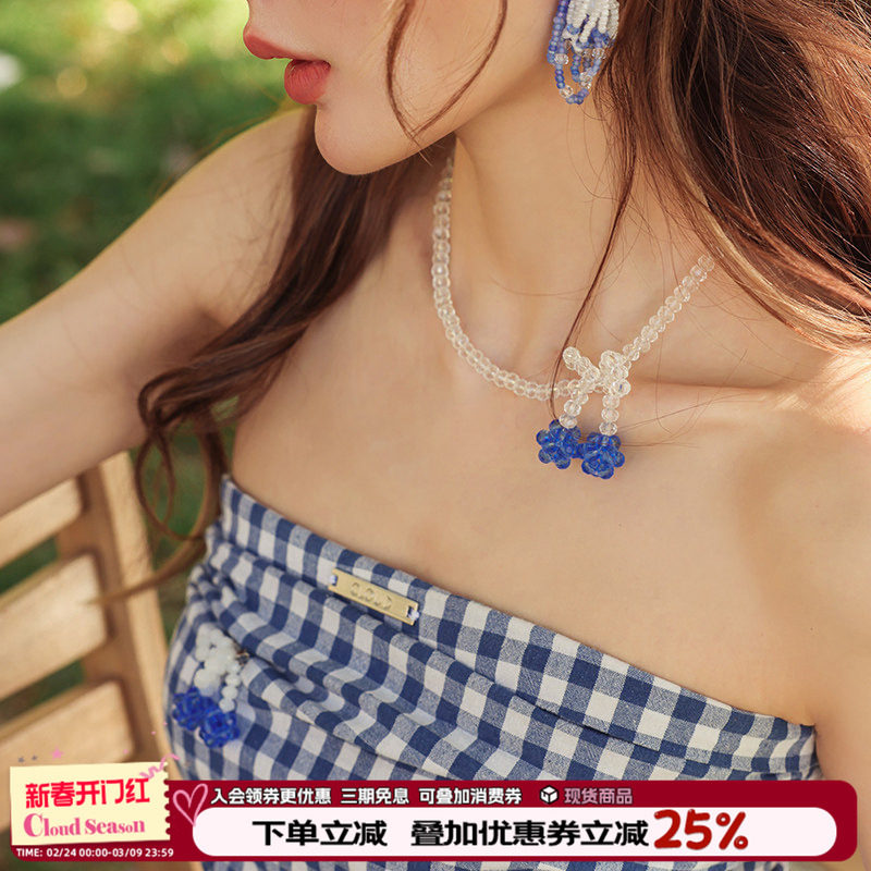CLOUD SEASON水晶樱桃项链夏季新品搭配连衣裙时尚百搭高级感穿搭