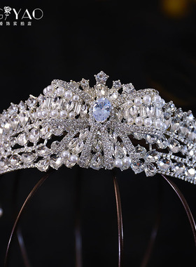 新款女王蝴蝶结气质大皇冠新娘婚纱头饰演出宴会生日跟妆公主王冠