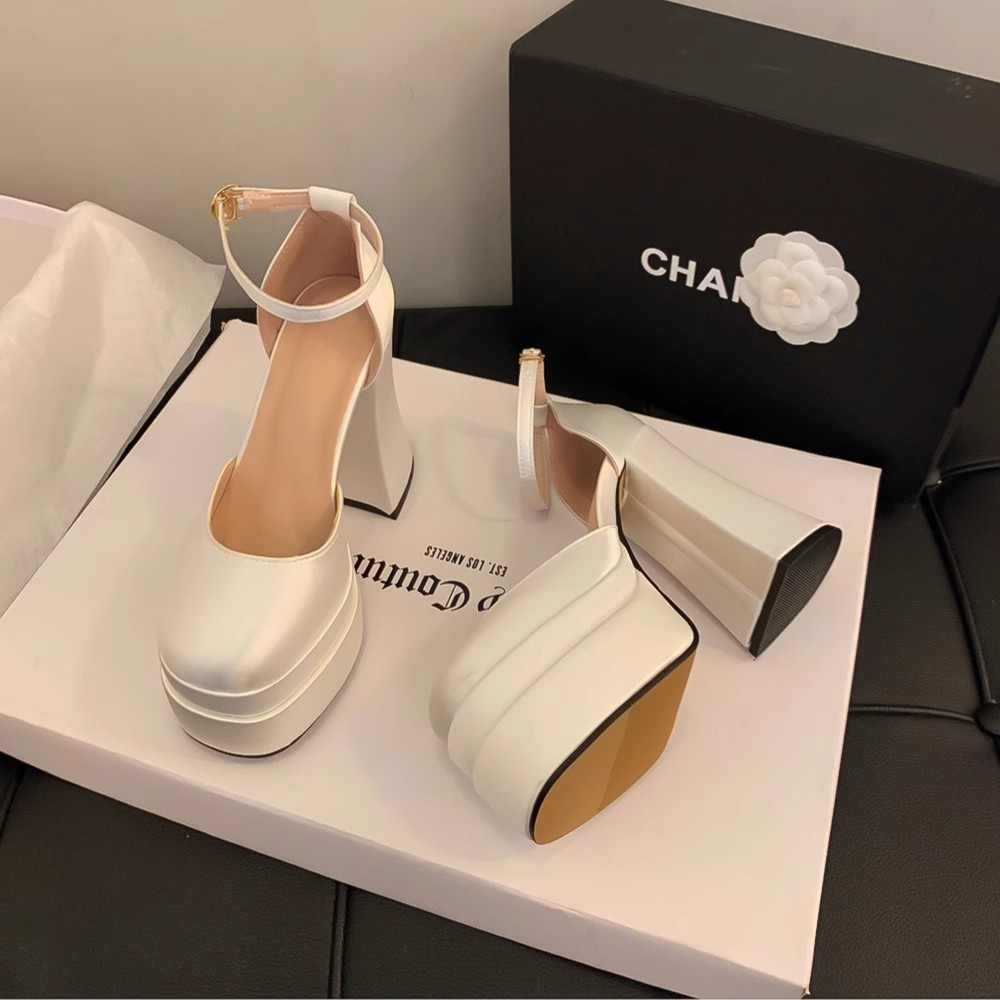 小个子婚鞋新娘鞋婚纱神器厚底防水台粗跟12cm高跟鞋主持演出宴会