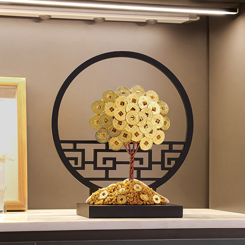 2025新款硬币摇钱树摆件店铺开业乔迁礼物客厅玄关办公室招财装饰