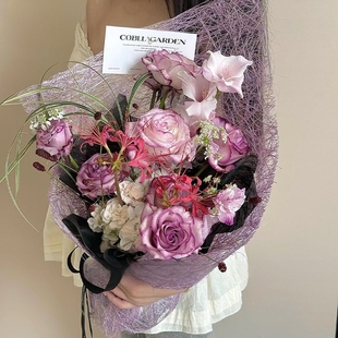 乱麻系列鲜花丝网花束包装纸草编网纤维纸镂空艺术纸花艺diy材料