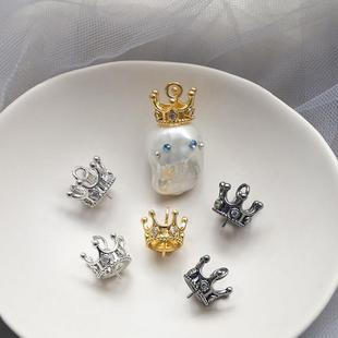 铜镀真金镶锆皇冠阿飘女巫吊坠diy手工饰品巴洛克珍珠小黑夹配件