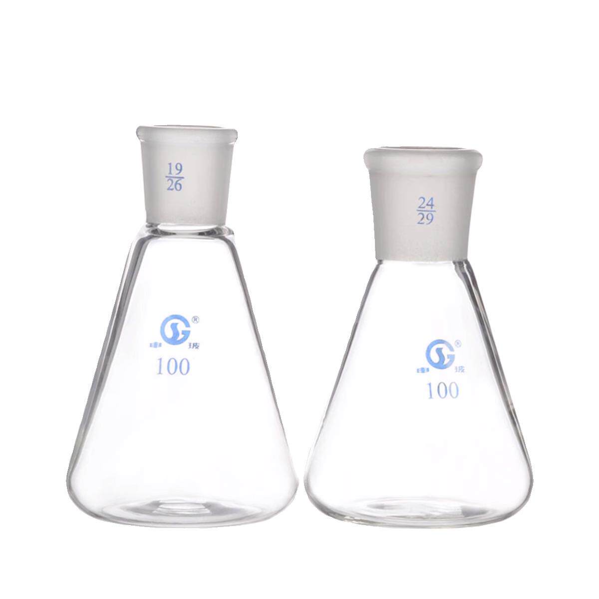 申玻标准口三角烧瓶250ml磨口锥形瓶24口100ml250ml实验室用19/24