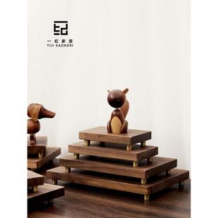 黑胡桃木电脑增高架显示器支撑架实木屏幕主机底座垫高桌面置物架