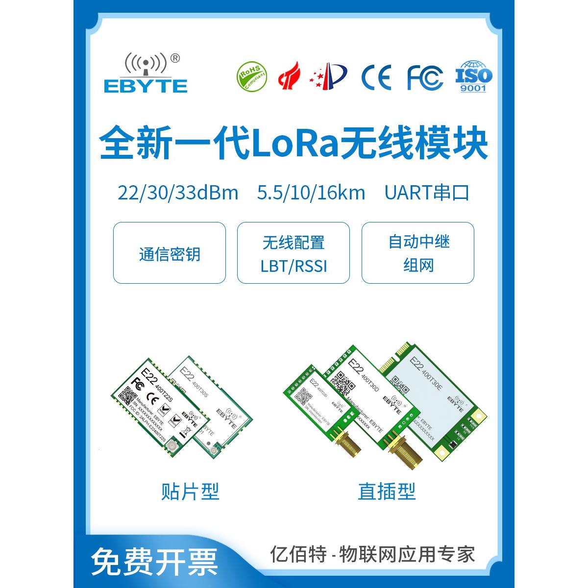 Lora射频模块Sx1262无线串口收发器433/915m远程通信低功率中继组