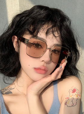 欧美复古大框女潮ins大脸显瘦遮防紫外线金属.方框墨镜男