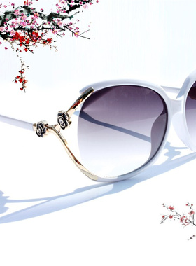 优雅白色大d框女偏光圆脸2019新款明星时尚镂空驾驶墨镜潮人