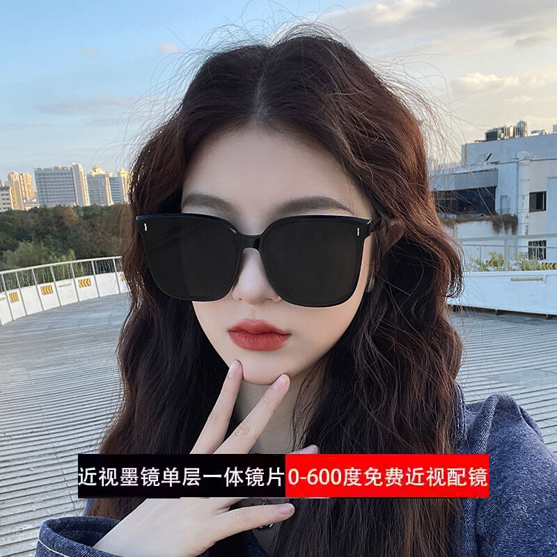 gm近视墨镜女2024新款可配带有度数偏光防O紫外线一体单层太眼镜