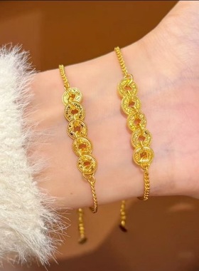 爆款碎冰冰五帝钱手链轻奢高级感