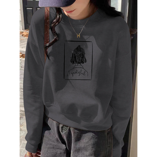 百搭圆领短款卫衣女春秋季设计感纯棉无帽外套秋冬加绒长袖上衣潮