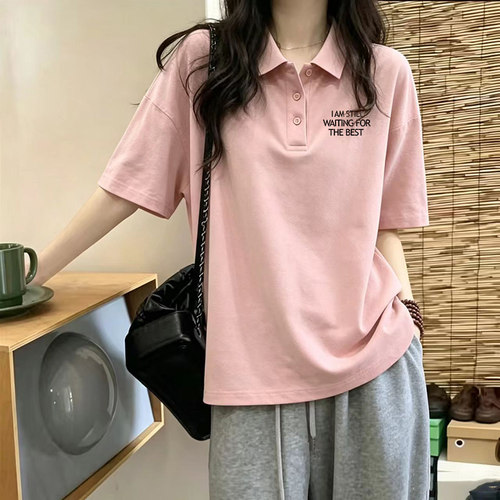 大码慵懒风短袖T恤女夏日polo衫