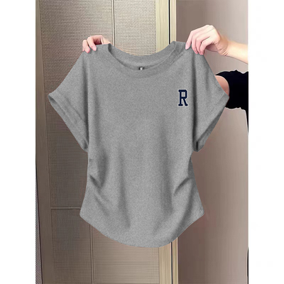 设计感圆领正肩显瘦短袖T恤女夏