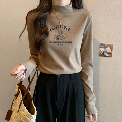 纯棉长袖T恤女装半高领内搭打底