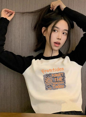 欧货大版纯棉长袖T恤女春秋季