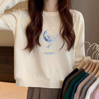 辣妹正肩显瘦圆领短款卫衣女洋气