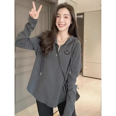 半拉链连帽卫衣女2023秋季新款