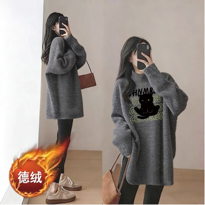 中长款遮屁股T恤女德绒长袖宽松显瘦打底衫春秋冬半高领内搭上衣,女装/女士精品,T恤,淘宝优惠券,粉丝福利购,淘宝优惠卷