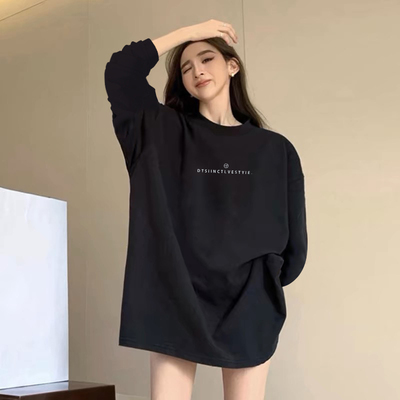 休闲中长款遮屁股上衣女长袖
