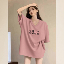 大码女装中长款遮屁股短袖T恤女夏季纯棉打底衫欧货洋气半袖上衣