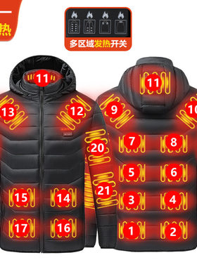 冬季发热棉衣中老年短款十九区加热保暖女棉服大尺码加厚连帽外套