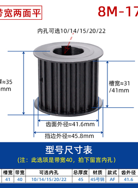 同步轮8m15齿-60齿AF/BF机械传动皮带轮套装支持定做45号碳钢现货