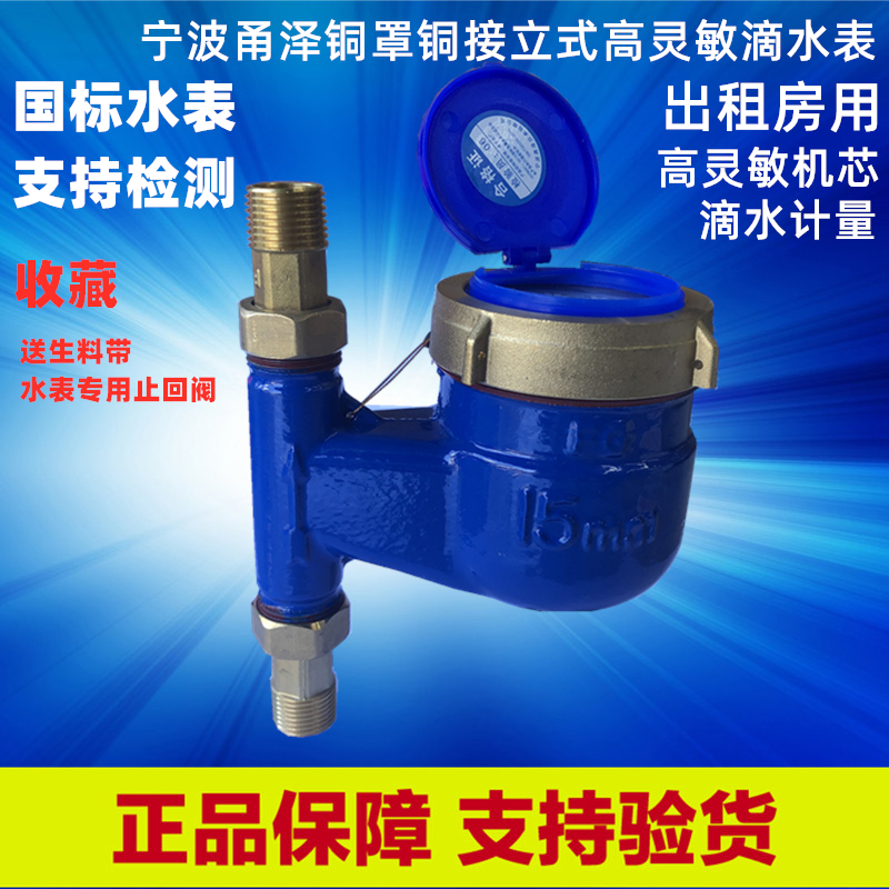 宁波国标高灵敏防滴水表湿式液封出租房家用防冻自来水表立干式冷