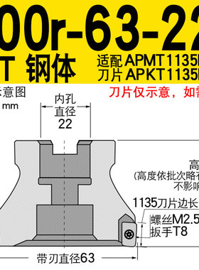直角铣刀盘 面铣刀 R0.8刀盘 数控刀盘 300R 40/50/63-22-4T/6T