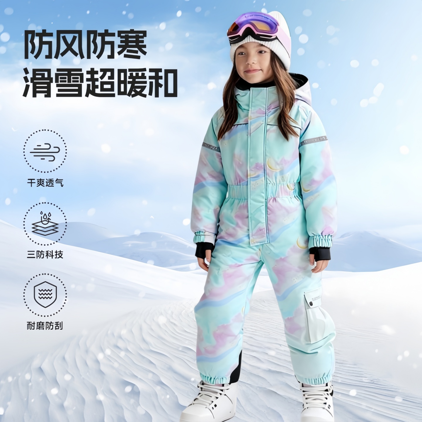 儿童滑雪服套装保暖加厚御寒雪乡