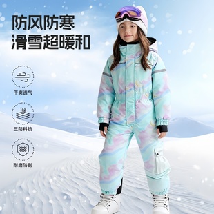 儿童滑雪服套装保暖加厚御寒雪乡宝宝装备连体2025新款防水厚装备