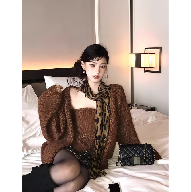 古早辣妹豹纹围巾韩版复古纯欲风高级感丝巾印花个性百搭披肩