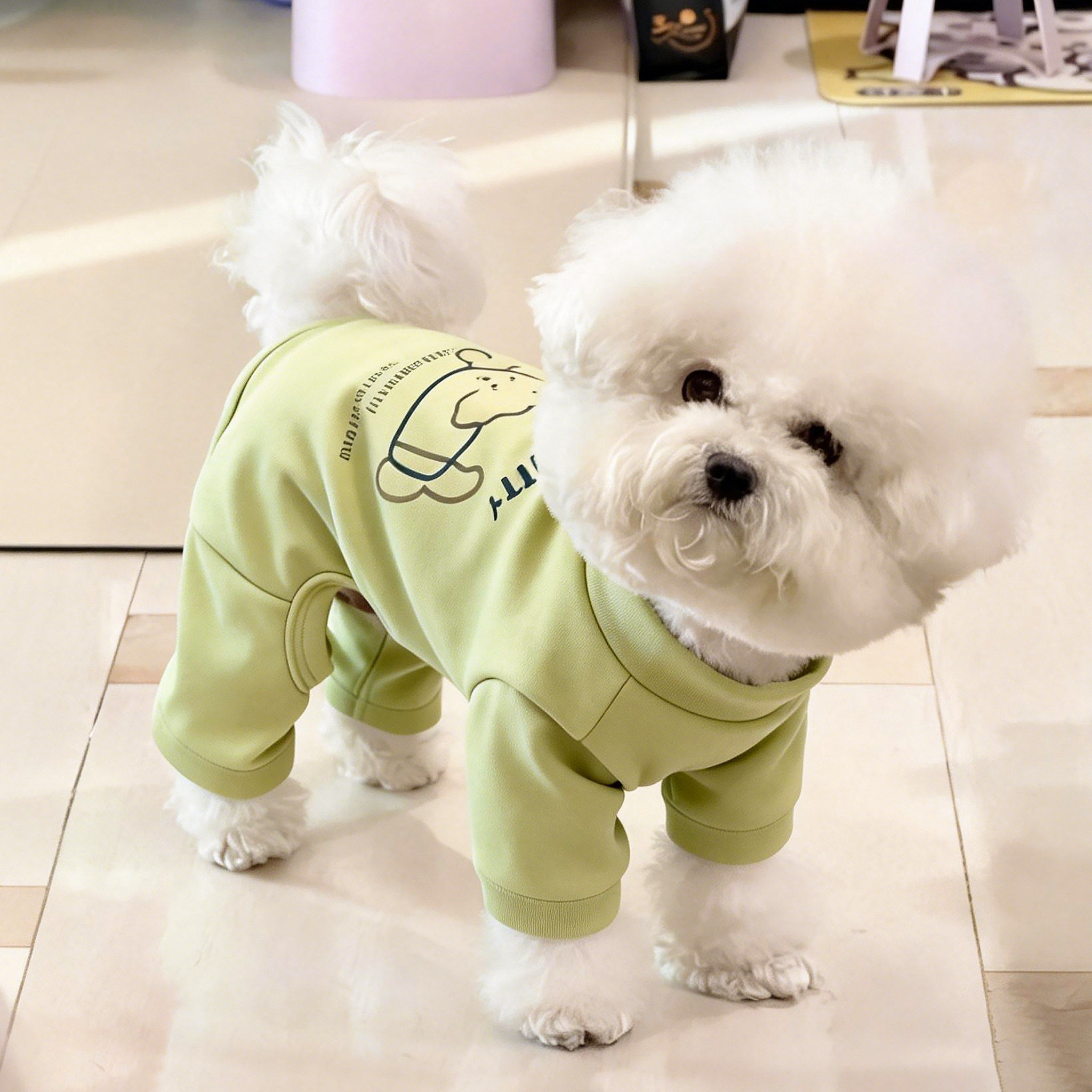 狗狗衣服小型犬比熊春秋季四脚衣高领防掉毛防静电秋衣宠物服饰