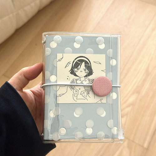 韩系彩蛋透明波点pvc书衣高颜值ins风TN护照本保护套带拉链收纳本