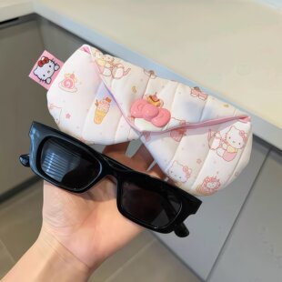 手作夹棉爱心kt眼镜收纳包旅行便携太阳镜收纳放置袋学生眼镜包