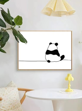 熊猫儿童房装饰画现代简约遮挡画配电箱多媒体箱电表盒总开关挂画