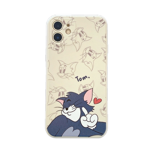 遇见初心卡通猫和老鼠情侣手机壳适用苹果12pro硅胶16max软杰瑞鼠8p汤姆猫tom女14/13mini男新款se3代jerry11