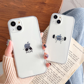 卡通线条抬杠拳击运动员适用iphone15promax苹果14手机壳新款 6s防摔保护套男透明x 16硅胶软情侣11