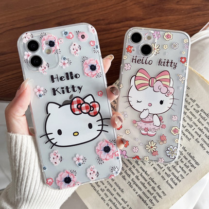卡通hellokitty适用苹果11手机壳iphoneX透明软女生16max硅胶12promax外壳13mini新款8plus/6s防摔壳15可爱薄
