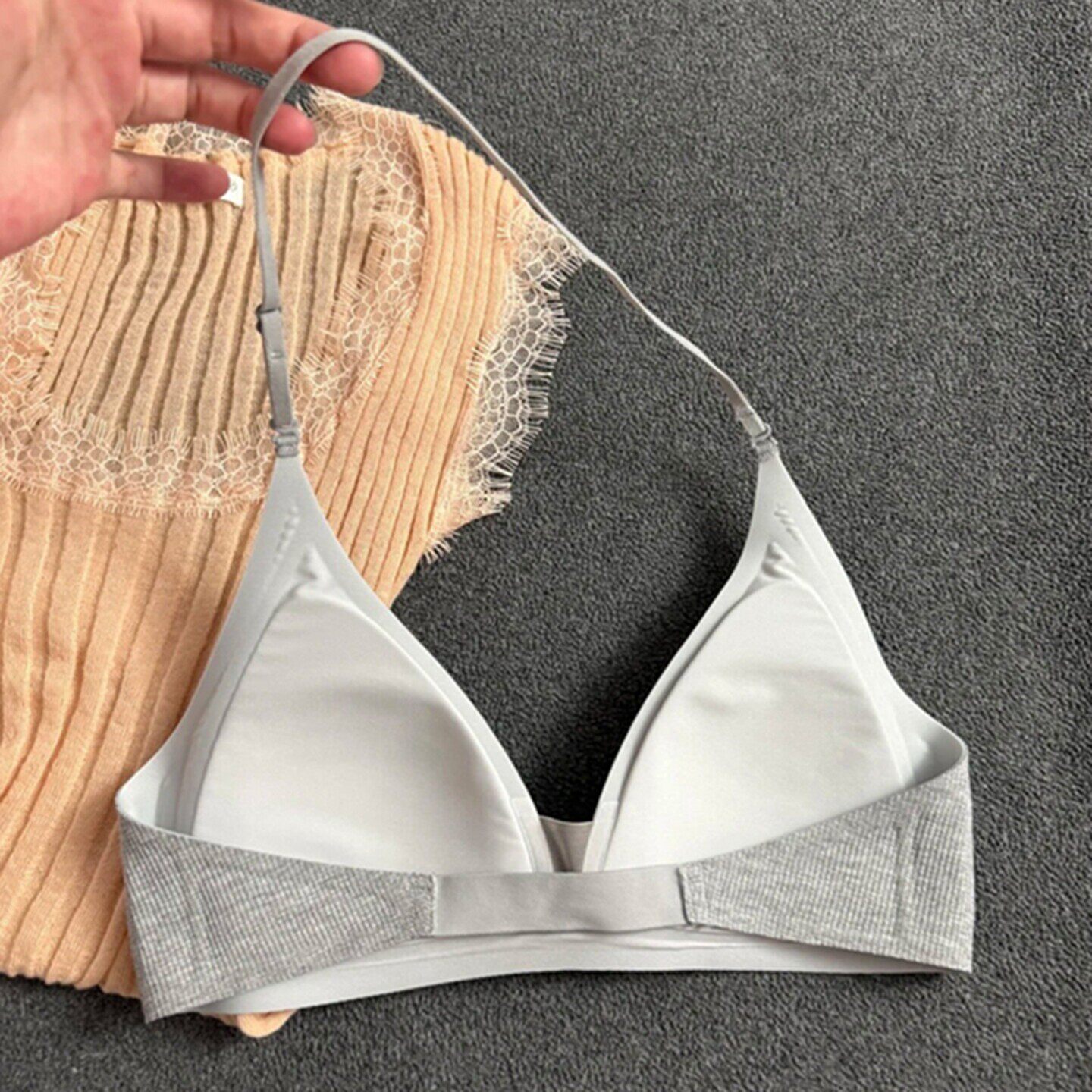 法式美背内衣女小胸聚拢夏薄款细肩带深V无痕交叉露背挂脖文胸罩