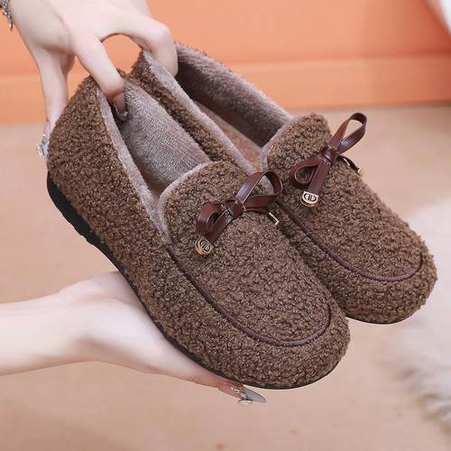 豆豆棉鞋加绒保暖孕妇鞋防滑时尚家居鞋冬季女棉加绒毛毛鞋棉拖鞋