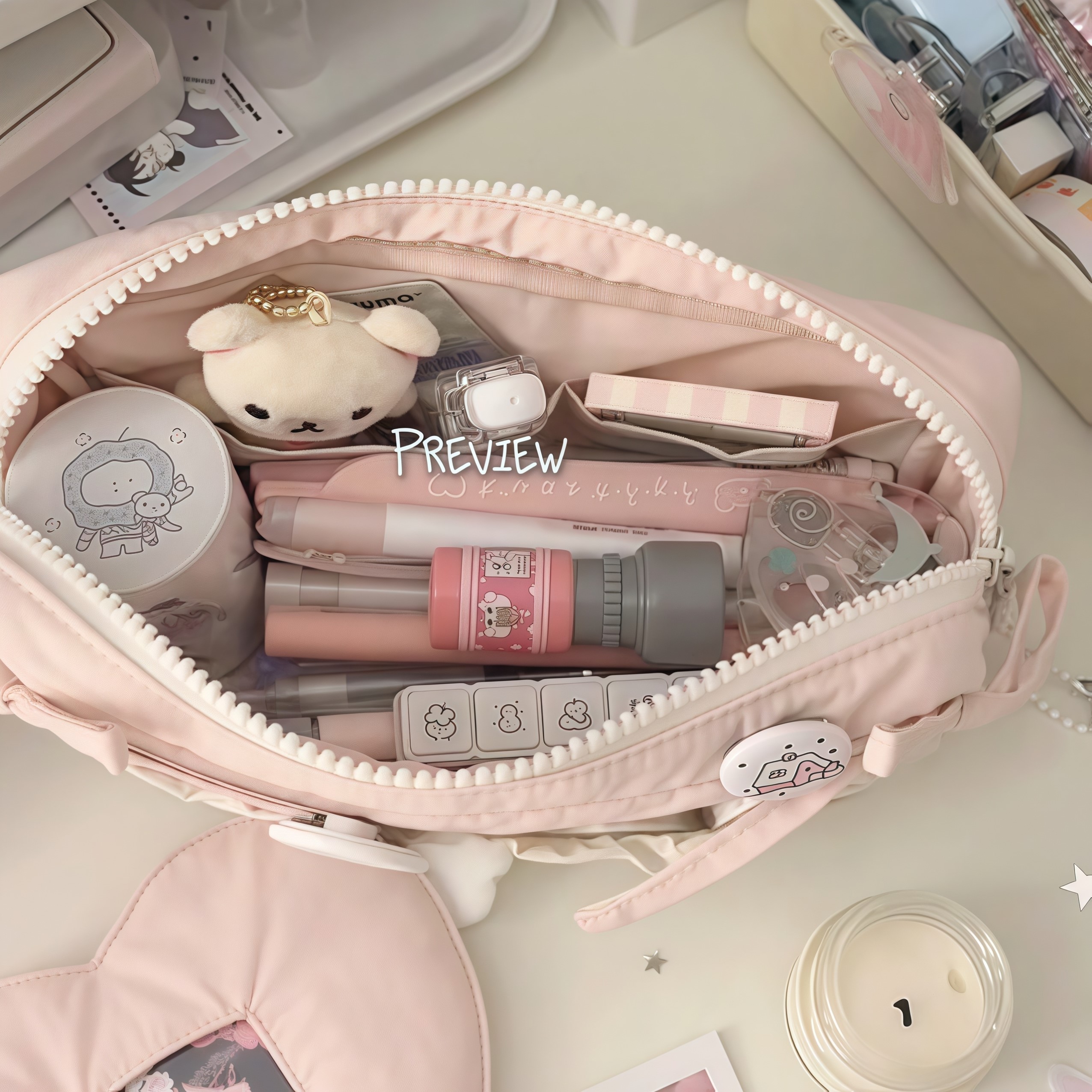 奶呼呼软软云朵吐司笔袋笔盒大容量ins简约小众防水高颜值文具盒