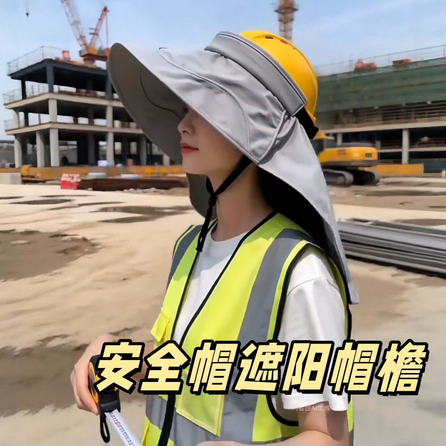 安全帽防晒遮阳罩防紫外线帽檐透气披肩加宽加大夏季户外工地男女