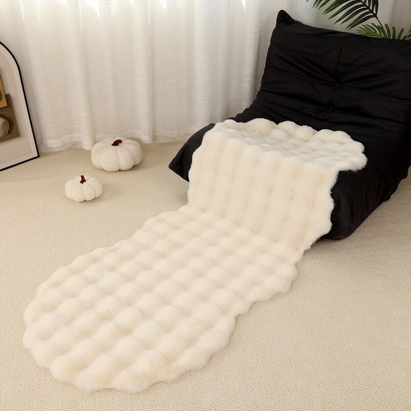 轻奢ins毛绒椅子垫毛毛虫沙发坐垫盖布靠背一体加厚保暖飘窗毯子