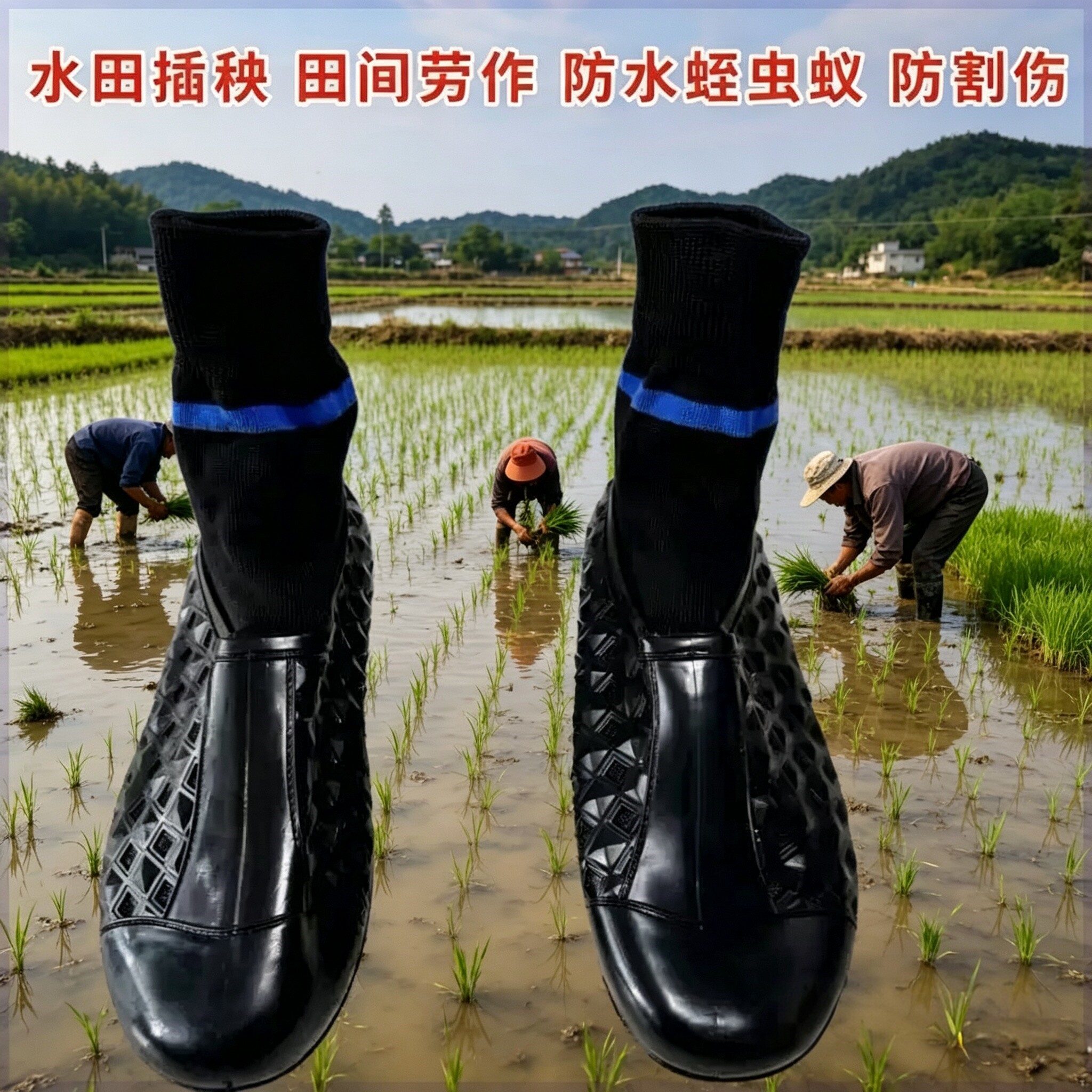 劳保高弹力泥鞋加长水田沙滩防虫蚁蚂蟥防蛰袜子鞋农田泥田插秧鞋