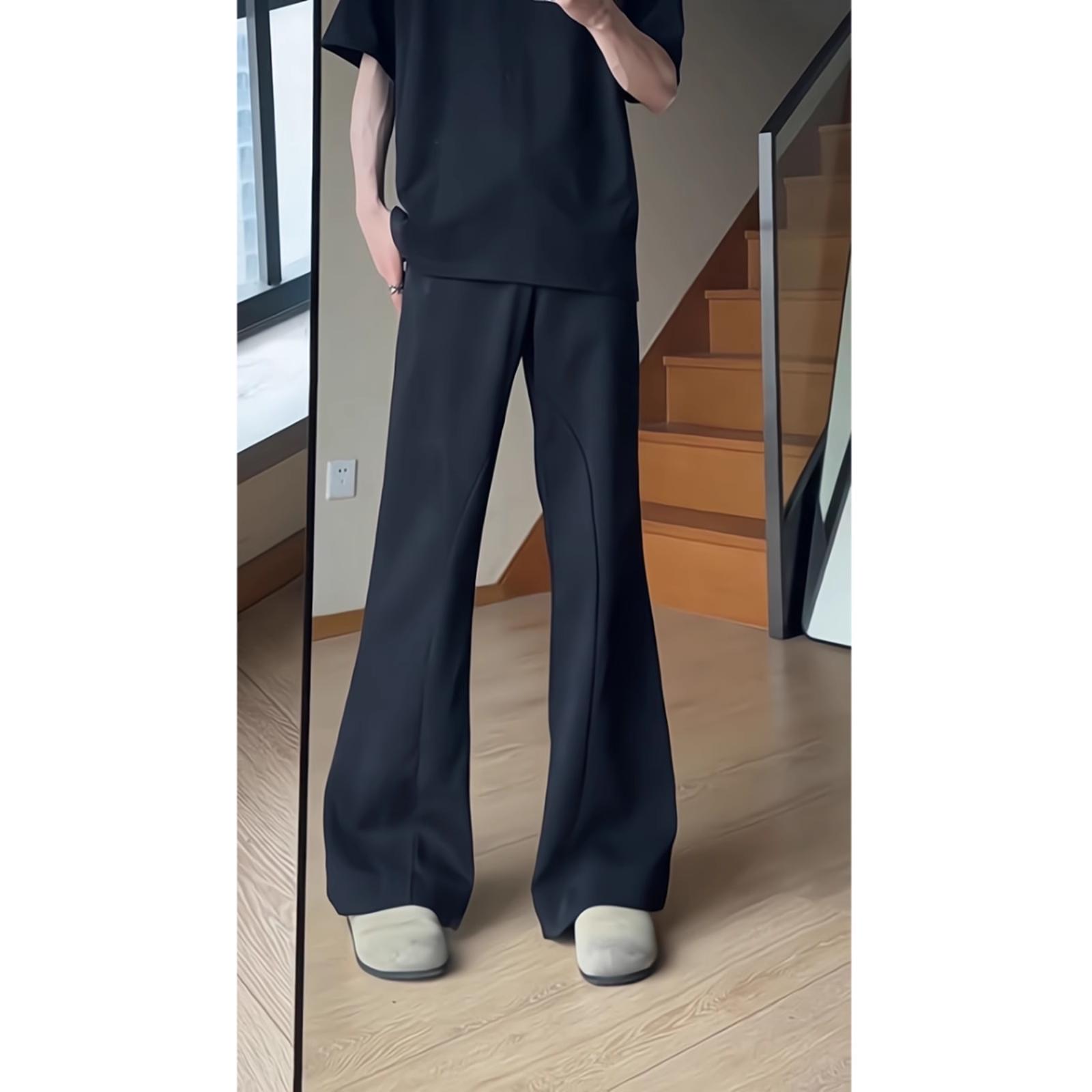 cleanfit马吉拉西裤男款春秋季高街拼接显瘦裤子垂坠感微喇直筒裤